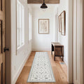 EVERGRACE Hallyway Area Runner Rugs 2x8, Boho Floral Faux Wool Indoor Outdoor Rugs, Washable Rugs for Bedroom Dining Room Living Room Kitchen, Low Pile Floor Mat Carpet for Home Decor, Cool Gray