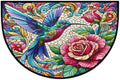 Rose Half Round Door Mat Non Slip Half Circle Rugs | Flower Bird Washable Half Moon Rug Semi Circle Rugs Indoor Entrance Floor Carpet for Kithen Bedroom Fireplace Decor