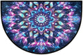 Mandala Half Round Doormat Semi Circle Rug Half Moon Rug Entryway Mat | Blue Flower Washable Non Slip Outdoor Floor Rug Kitchen Mat for Indoor Outdoor Bathroom Fireplace Bath Decor