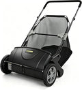 Push Lawn Sweeper, 21-Inch Width, 3.5 Cu. Ft. Hopper Capacity, 4 Spinning Brushes, Adjustable Height, Durable Steel Frame with Rubber Wheels, Black