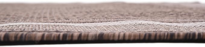 Unique Loom Outdoor Border Collection Area Rug - Soft Border (9' x 12' Rectangle, Brown/ Ivory)