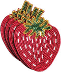 Mud Pie Red Strawberry Beaded Fruit Coaster