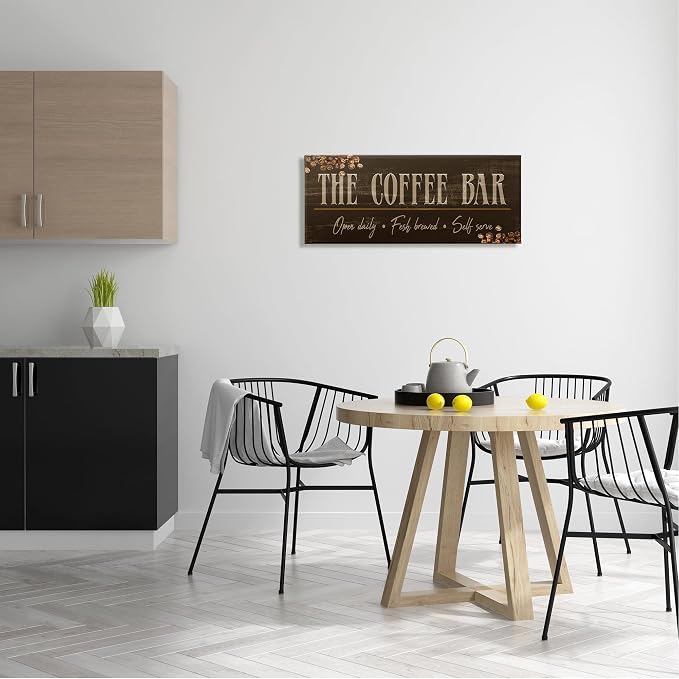 Stupell Industries 'Rustic Coffee Bar Sign'| Canvas Art | Stupell Industries | 30 x 13 Inches, Easy to Hang and Sturdy, Made in USA, by Kim Allen