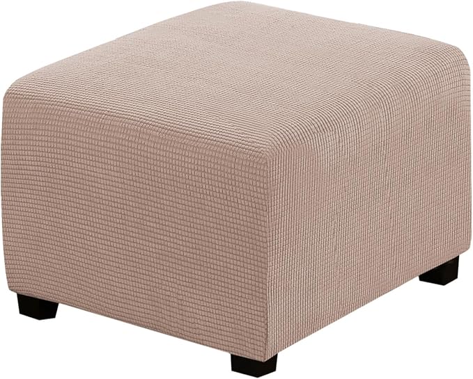 H.VERSAILTEX Ottoman Cover Slipcover Rectangle Fit Length 35"-45" Footrest Sofa Slipcovers Stool Cover Footstool Protector Covers Feature Stretch Thick Soft Jacquard Fabric Removable Washable - Sand