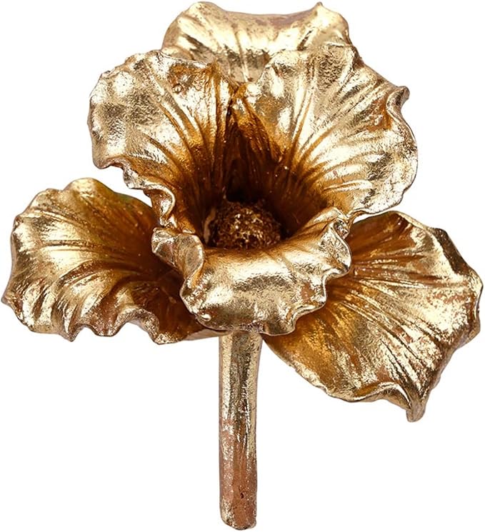 47th & Main Golden Sculptural Botanical Flower Accent Modern Décor for Coffee Table, 4.75" x 2.5" x 3" Tall, Gold Lily