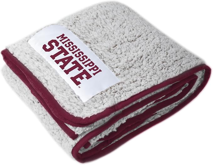 Logo Brands NCAA Frosty Fleece Blanket (50" x 60") – Soft & Warm Sherpa Material with Team Logo, Team Color Trim, Great Gift for Alumni & Students