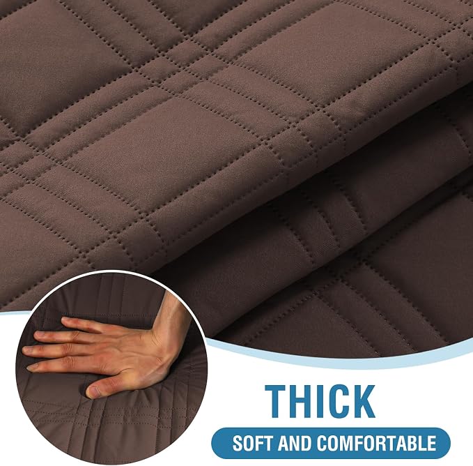 H.VERSAILTEX 100% Waterproof Futon Cover Reversible Sofa Bed Cover Armless Sofa Covers Washable Soft Sturdy Furniture Protector with Adjustable Elastic Strap Anti-Slip, Brown/Beige