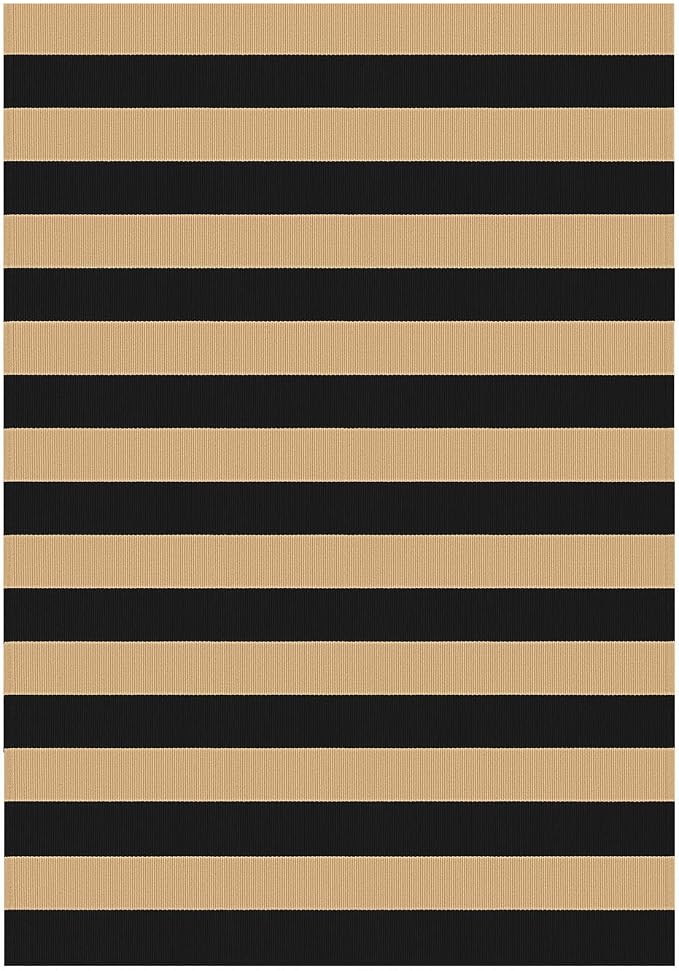 KOZYFLY 4x6 Brown and Black Striped Rug Front Door Rug Cotton Woven Washable Indoor Outdoor Rugs Entrance Layered Doormat for Front Porch Kitchen Patio Farmhouse Carpet