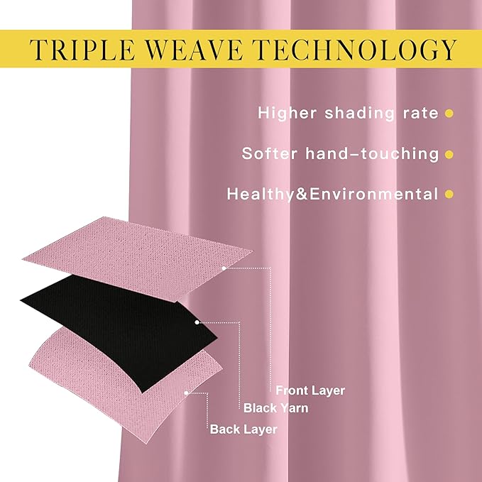 NICETOWN Crystal Pink Room Darkening Curtain Panels - Window Treatment Thermal Insulated Grommet Room Darkening Curtains/Drapes for Bedroom (2 Panels, 46 by 96)