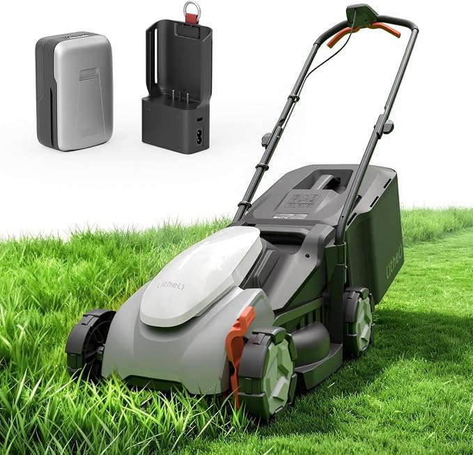Litheli 14 Inch Cordless Lawn Mower, 5 Heights Adjustment, U20 Series 20V Electric Lawn Mowers for Garden, Yard and Farm, Light-Weight with Brushless Motor, 5.0Ah Portable Battery Included