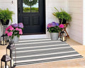 BUAGETUP Black and White Outdoor Rug 3'x 5' Cotton Woven Washable Rug Striped Front Porch Rug Area Rug Floor Mat for Farmhouse/Layered Door Mats/Living Room