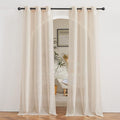 NICETOWN Semi Sheer Beige Curtains 84 inches Long, Grommet Linen Weave Vertical by NICETOWN