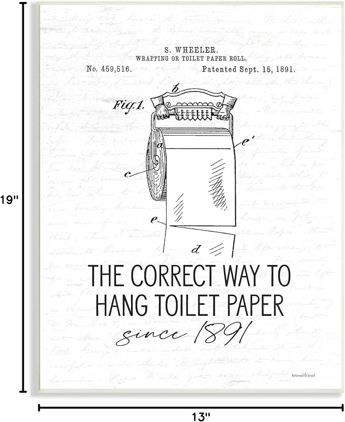Vintage Bathroom Diagram Humor, 13 x 19 Inch Mounted Print on Wall Plaque | Stupell Industries · By Lettered and Lined · Ready to hang · Fun bath and laundry accent · Made in USA