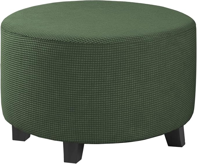 H.VERSAILTEX Ottoman Cover Stretch Ottoman Slipcover Round Ottoman Storage Cover Folding Stool Covers Furniture Protector Cover for Footrest Ottoman Fit Dia 20" - 23", Bronze Green