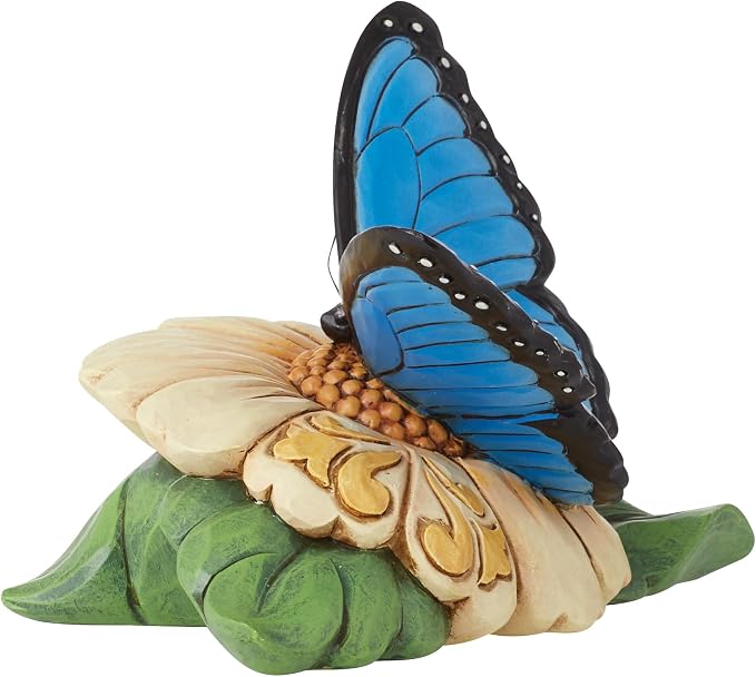 Enesco Jim Shore Heartwood Creek Mini Blue Morpho Butterfly Figurine- Stone Resin Hand Painted Crafted Collectible Decorative Animal Mini Figurines Home Decor Statue, 3 Inch
