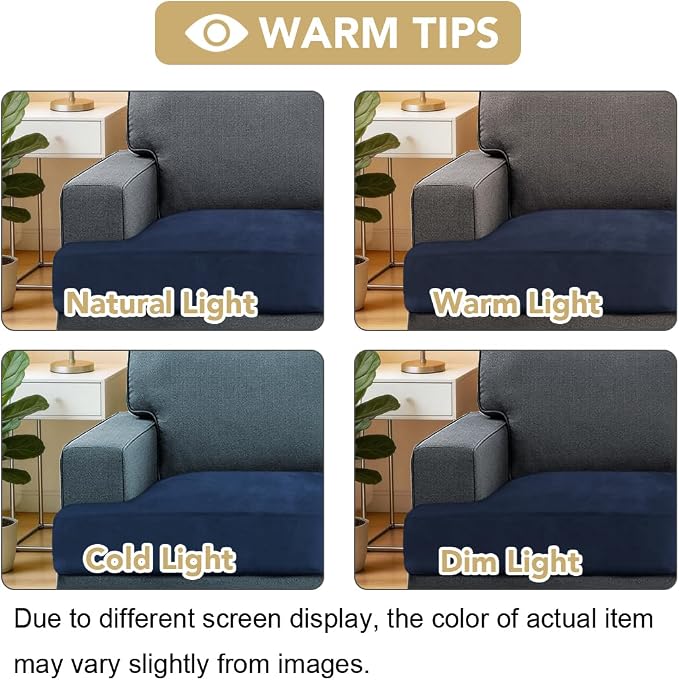 H.VERSAILTEX Stretch Velvet T Cushion Chair Covers for Living Room Armchair Sofa Cover Couch Cover Slipcover T Cushion Seat Cover Stay with Elastic Bands(Armchair, Navy)
