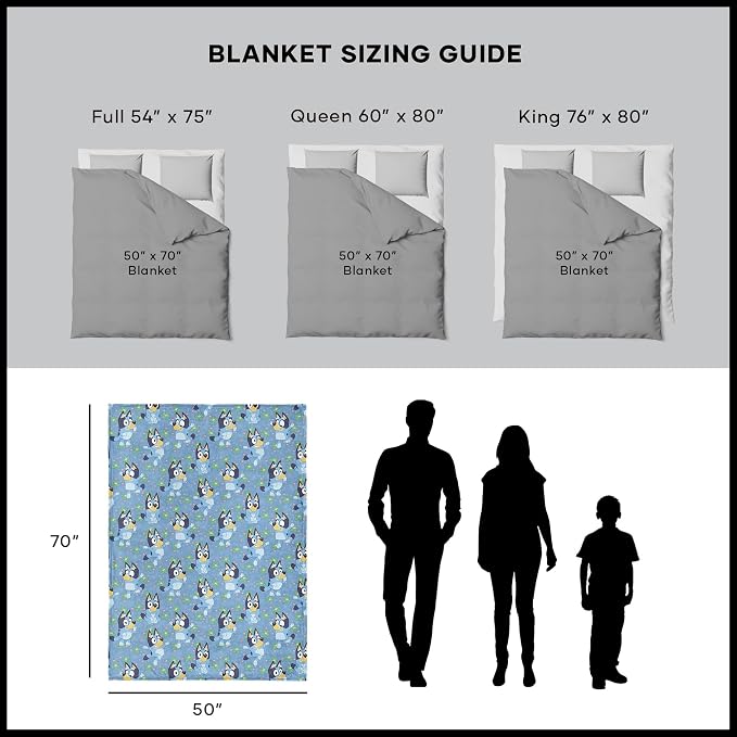 Northwest Bluey Time to Frolic Throw Blanket Oversized Silk Touch Throw, Ultra-Soft Lightweight Fleece Décor, 50 x 70 inches
