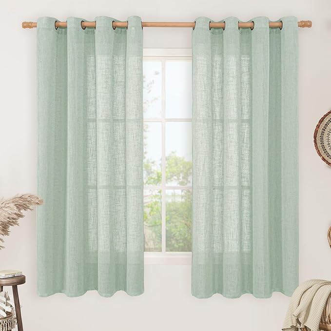 LAMIT Sheer Linen Curtains 63 inches Long by LAMIT