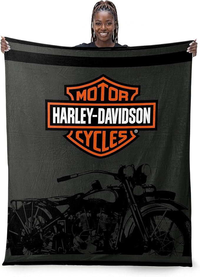 Northwest Harley-Davidson Simple HD Silk Touch Throw Blanket, 46 x 60 in | 100% Polyester, Velvety Feel, Lightweight Warmth, Couch Bed Chair Lounging, Giftable Indoor Comfort