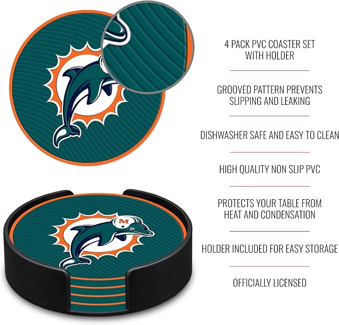 Rico Industries NFL Football Classic Favorites: PVC Coaster Set (4-Pack)
