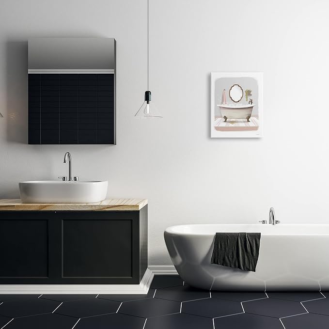Stupell Industries Bubble Bath Tub Bathroom, 16 x 20 Inch Canvas Wall Art | Stupell Industries · By House Fenway · Ready to hang · Perfect for bathroom decor · Made in USA
