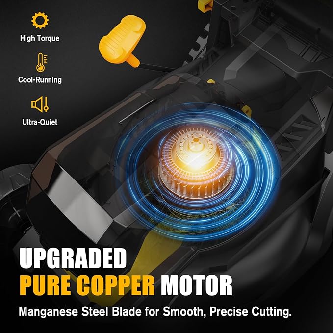 40V Cordless Lawn Mower Compatible with Dewalt 2x20V MAX Battery | 14" Electric Mower with 35L Grass Bag, 6-Position Height Adjustment, Foldable, Suitable for Gardens and Patios (Tool Only)