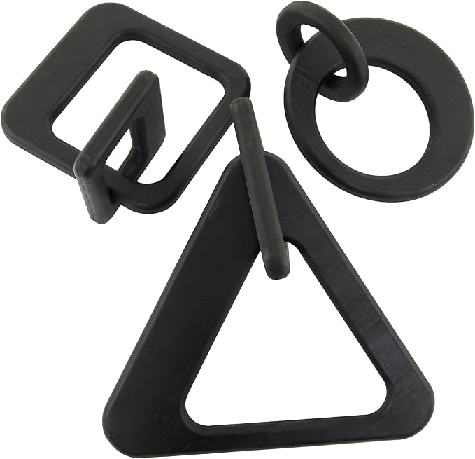 CosmoLiving by Cosmopolitan Wood Chain Decorative Sculpture Home Decor Statues, Set of 3 Accent Figurines 10", 13", 11" W, Black