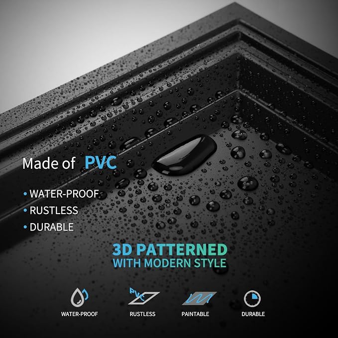 Art3d 36-Pack Drop Relief Ceiling Tiles for Home, Office & Commercial Space, 24 x 24in PVC Waterproof 3D Wall Panels, Covers 144 Sq. Ft, Multi-Pack, Square Black