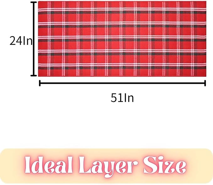 Ckorzen Red Green and White Plaid Rug, 2' x 4'3" Christmas Front Porch Outdoor Rug, Handwoven Cotton Washable Rug for Layered Door Mats, Holiday Entryway and Home Décor