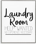 Stupell Industries 'Help Wanted Laundry Room Sign Bold Black White', Framed Giclee Art, Gray, 11 x 14 Inches, Easy to Hang and Sturdy, Made in USA, by Kim Allen