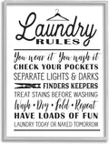 Stupell Industries 'Laundry Rules with Hanger Typography', Framed Giclee Art, Gray, 16 x 20 Inches, Easy to Hang and Sturdy, Made in USA, by Lettered and Lined