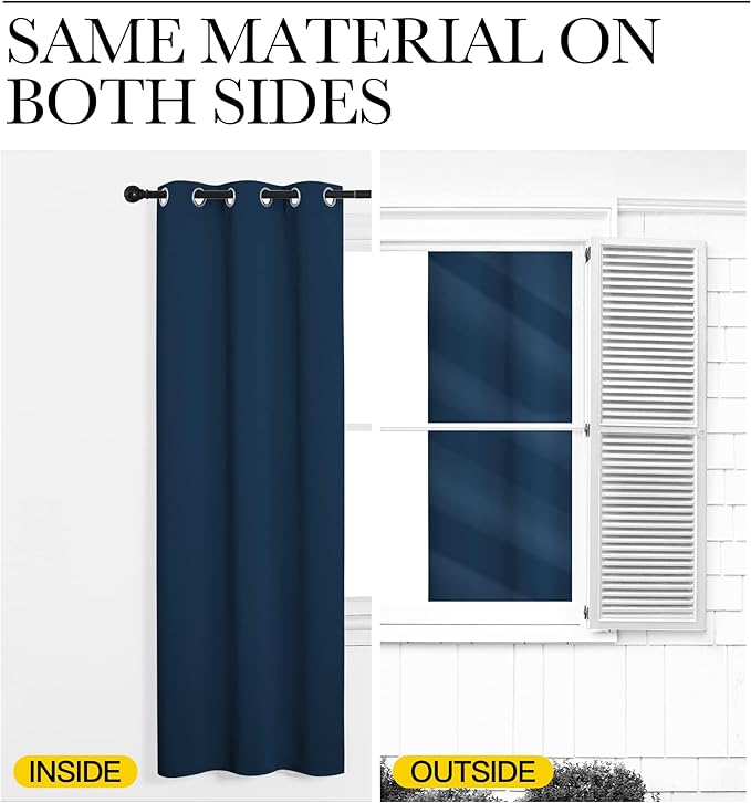 NICETOWN Room Darkening Draperies Window Curtain Panels, Moroccan Blue, 2 Panels, W60 x L84 -inch, Thermal Insulated Grommet Room Darkening Curtains for Bedroom