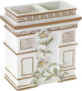 Avanti Linens - Toothbrush Holder, 100% Hand-Painted Resin Bathroom Accessories, Elegant Home Decor (Paris Botanique)