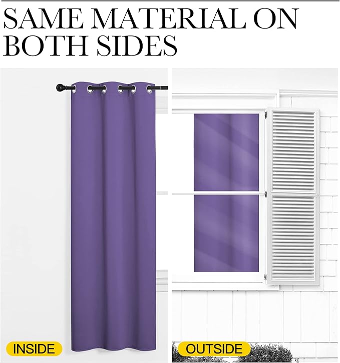 NICETOWN Kitchen Blackout Short Curtain Panels for Bedroom, Lilac Purple, 2 Panels, W42 x L45 -Inch, Thermal Insulated Grommet Top Blackout Draperies and Drapes
