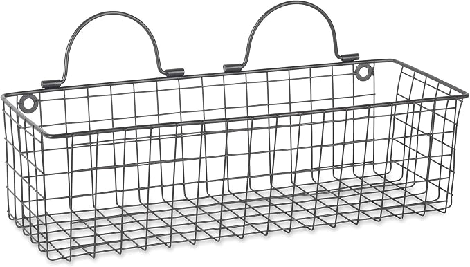 DII Farmhouse Vintage Décor, Wire Wall Basket, Assorted, Black, 2 Piece (Pack of 2)