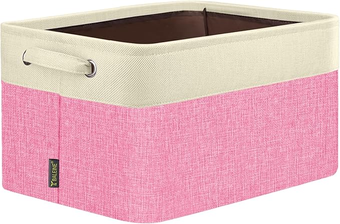 BALEINE 1 Pack Fabric Closet Storage Bins for Shelves, Linen Closet Organizers and Storage, Decorative Baskets for Organizing, Shelf, Clothes, Home, Office (Pink, 15''x11''x9.5'')
