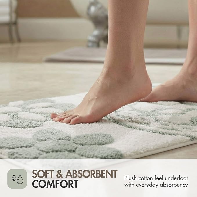 Madison Park Casablanca 100% Cotton Tufted Bathroom Rugs Luxurious Plush Medallion Floral Pattern Bath Mat Absorbent, Quick Dry, Spa Design Shower Room Décor, Rectangle 25" R, Sage Green