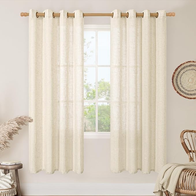 LAMIT Beige Linen Curtains for Living Room 78 Inch Length, Faux Linen Textured by LAMIT