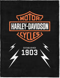 Harley-Davidson Electric Shield Silk Touch Throw Blanket, 46 x 60 in | 100% Polyester, Velvety Feel, Lightweight Warmth, Couch Bed Chair Lounging, Giftable Indoor Comfort