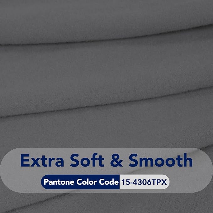 PureFit Stretch Couch Covers for Sofa 4 Seater Slipcovers Gray | 1-Piece Sofa Cover Washable Soft Couch protector, Couch Slipcover with Non Skid Foam and Elastic Bottom for Kids, Dogs