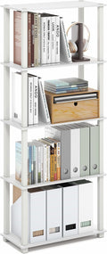 Furinno Turn-S-Tube Book Shelf, 5-Tier Toolless Storage Shelves with Square Tubes, Shelving Unit for Organization and Storage for Living Room, Home Office, White