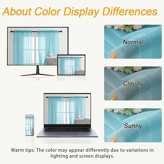 Gwine Sheer Curtains for Bedroom 54 inches Long - Image 3