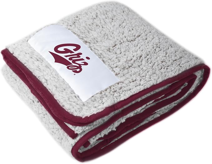 Logo Brands NCAA Frosty Fleece Blanket (50" x 60") – Soft & Warm Sherpa Material with Team Logo, Team Color Trim, Great Gift for Alumni & Students