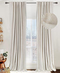 100% Blackout Shield Linen Blackout Curtains for Bedroom 72 Inches Long, Back Tab/Rod Pocket Living Room Drapes, Thermal Insulated Blackout Curtains 2 Panels Set, 50" W x 72" L,Cream