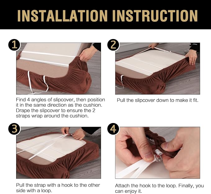 H.VERSAILTEX Stretch Velvet T Cushion Chair Covers for Living Room Armchair Sofa Cover Couch Cover Slipcover T Cushion Seat Cover Stay with Elastic Bands (Armchair, Burnt Brick)
