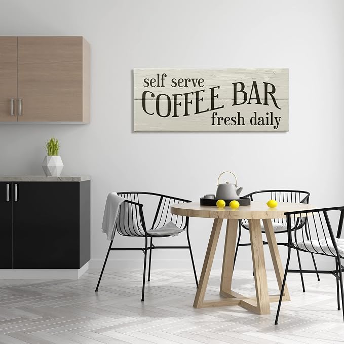 Rustic Coffee Bar Herringbone, 20 x 48 Inch Canvas Wall Art | Stupell Industries · By Lil' Rue · Ready to hang once unboxed · Kitchen friendly decor · Made in USA