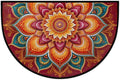 Flower Half Round Door Mat Semi Moon Rug Fireplace Carpet Area Rugs | Colorful Boho Non Slip Absorbent Half Circle Mat Carpet for Indoor Outdoor Patio Kitchen Bathroom Entryway Home Decor