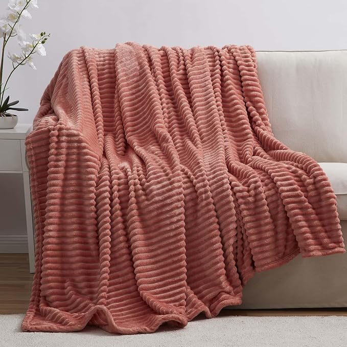Nestl Rose Throw Blanket for Couch - Cozy Warm Fuzzy Blankets for Women, Set of 2 Small Fleece Throws for Girls - Misty Rose, 50 x 60 Inches