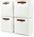 Bagnizer Collapsible Fabric Storage Cubes 11x11 Cube Storage Bins, 4 Pack Closet Baskets Box with Handles for Organizing, Shelf, Toys, Clothes, Home, Office, Nursery (White)