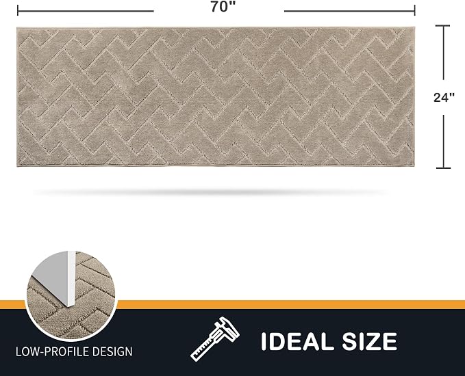 PURRUGS Dirt Trapping Door Mat 24" x 70", Non-Slip Machine Washable Entry Rug, Dog Doormat, Indoor Front Door Mat, Super Absorbent Entryway Rug for Muddy Shoes & Paws, Taupe